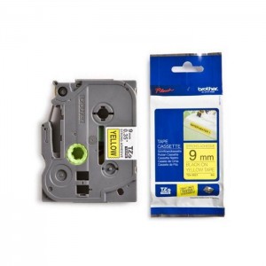 BROTHER Color Tapes 9mm TZE-S621 Strong Adhessive Black on Yellow